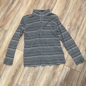 Columbia Womens Gray Patterned Pullover Zipper Front Shirt Size Large